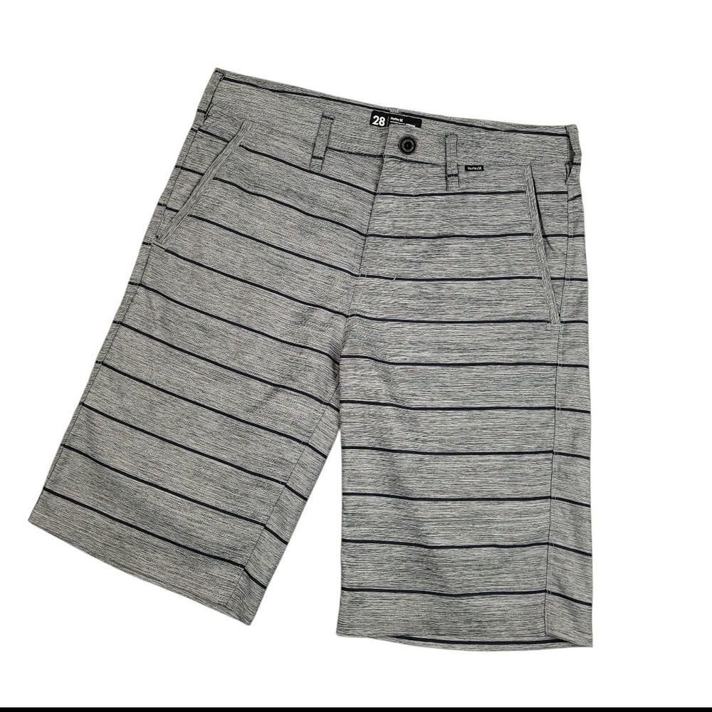 Hurley Nike Dri-FIT Mens Hybrid Walk Shorts Sz 28 Casual Golf Surf Gray Striped